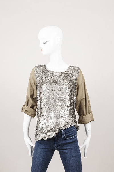 Sequin Army Green Top