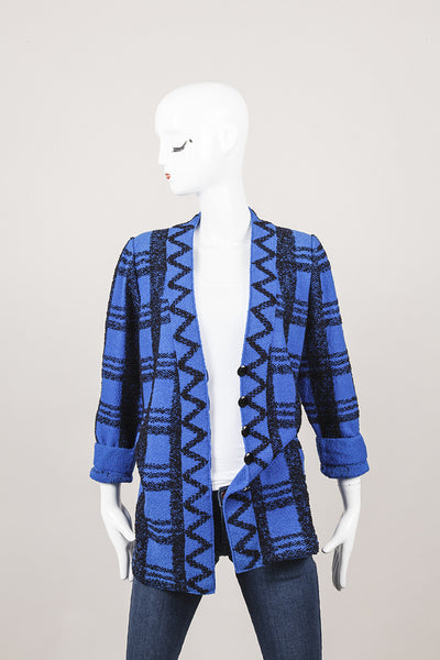 Blue and Black Wool Cardigan