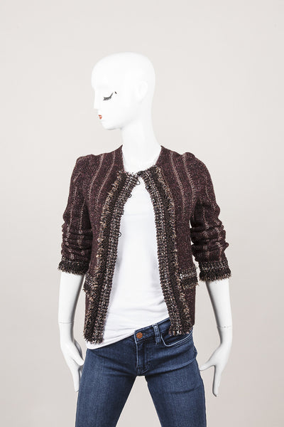 Black and Plum Metallic Thread Jacket