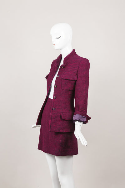 Purple Knit Skirt Suit