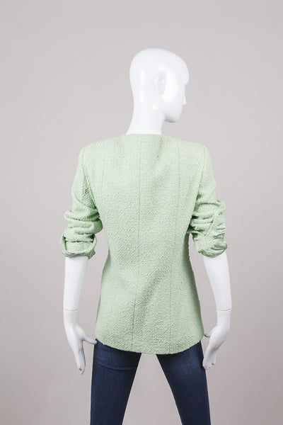 Green Flower and Heart Appliqué Tweed Jacket