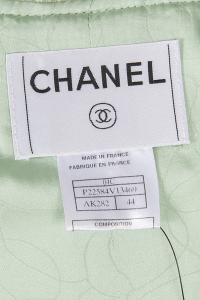 Green Flower and Heart Appliqué Tweed Jacket