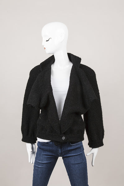 New With Tags Black Draped Wool and Mohair Jacket