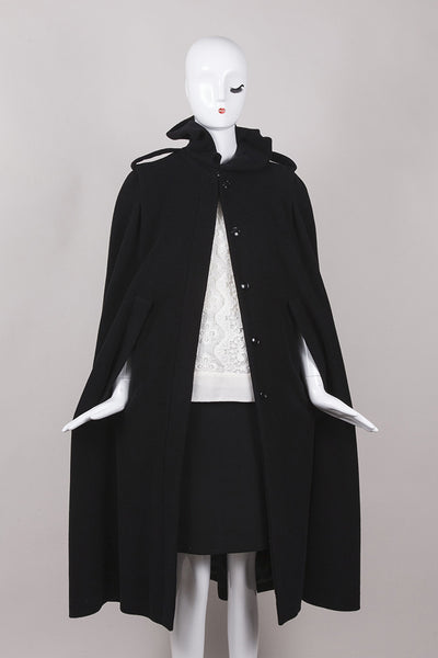 Long Buttoned Wool and Cashmere Cape