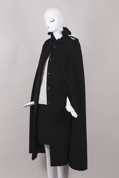 Long Buttoned Wool and Cashmere Cape