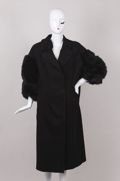 Black Coat With Faux Fur Sleeves