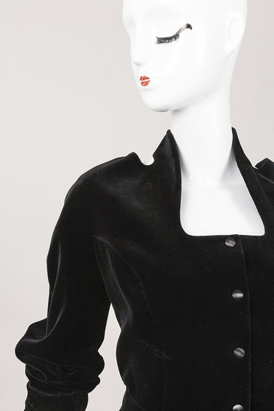 Black Velvet Cutout Snap Button Jacket