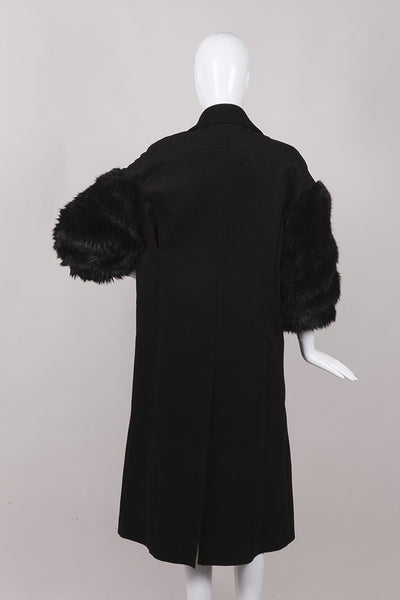 Black Coat With Faux Fur Sleeves