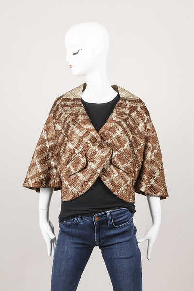 Bronze and Gold Wool Cropped Blazer Jacket