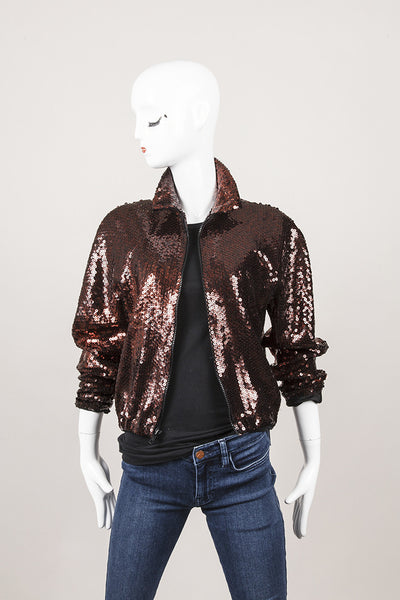 Bronze Sequin Bomber Jacket