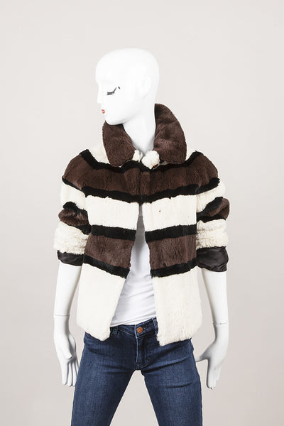 Striped Rabbit Fur Jacket