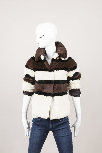 Striped Rabbit Fur Jacket