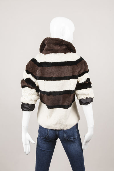 Striped Rabbit Fur Jacket