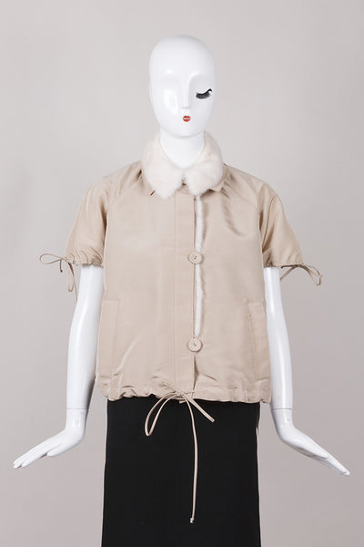 Mink Trimmed Short Sleeve Silk Jacket