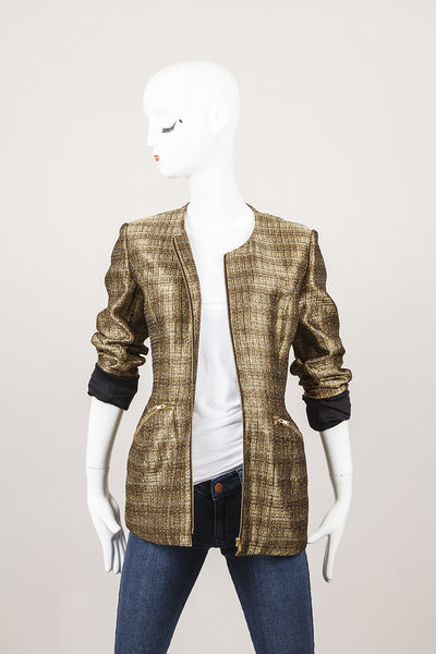 New With Tags Black and Gold Metallic Jacket