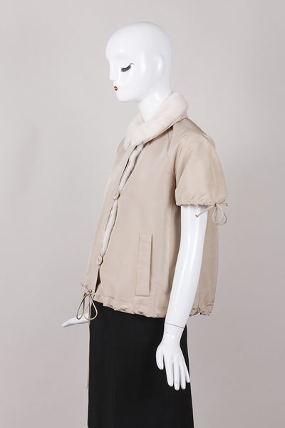 Mink Trimmed Short Sleeve Silk Jacket