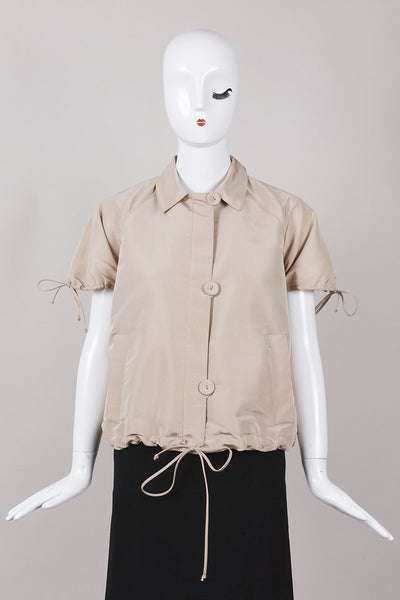 Mink Trimmed Short Sleeve Silk Jacket