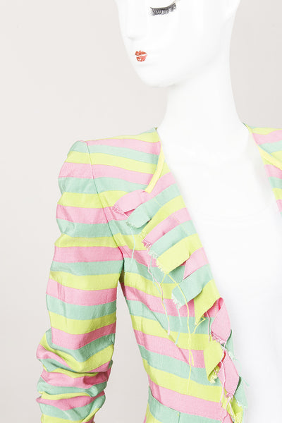 Pink, Green, and Lime Stripe Ruffe Blazer