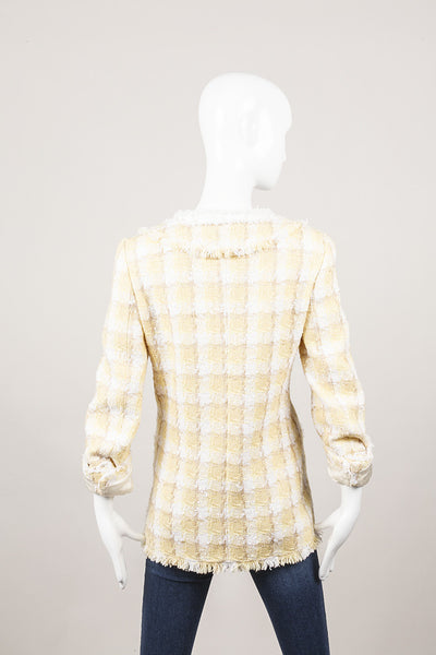 White and Yellow Check Tweed Jacket