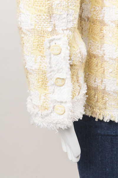 White and Yellow Check Tweed Jacket