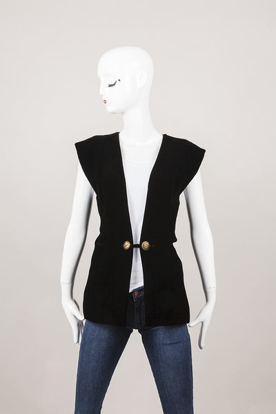 Black Velvet Buttoned Vest