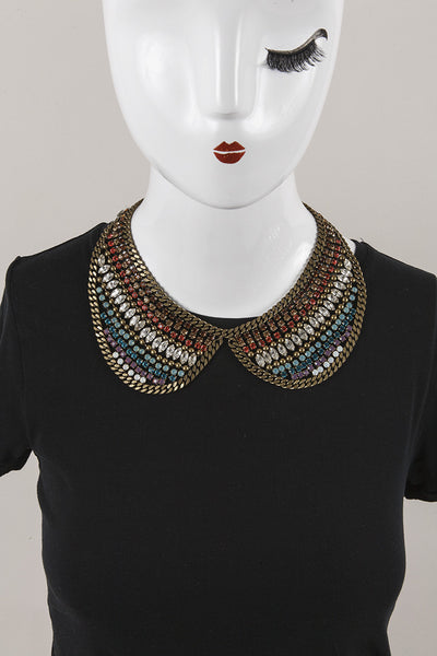 Multicolored Rhinestone Bib Necklace