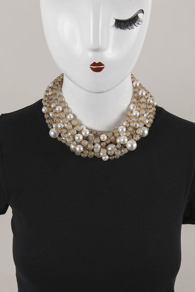 Multistrand Bead and Pearl Necklace