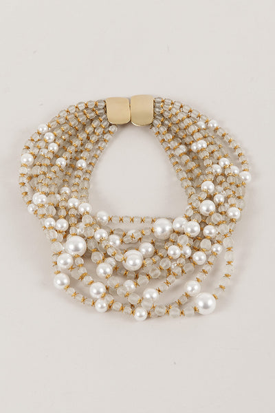 Multistrand Bead and Pearl Necklace