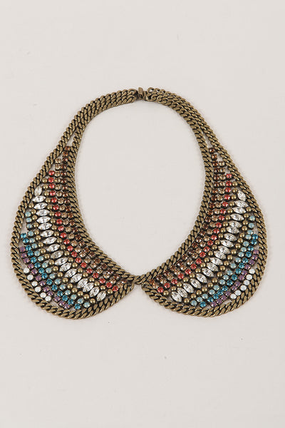 Multicolored Rhinestone Bib Necklace