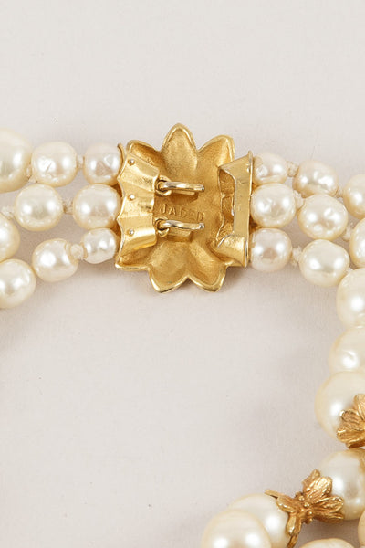 Pearl Necklace with Flower Embellishment