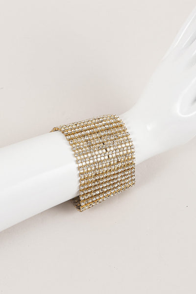 Gold Toned Rhinestone Cuff