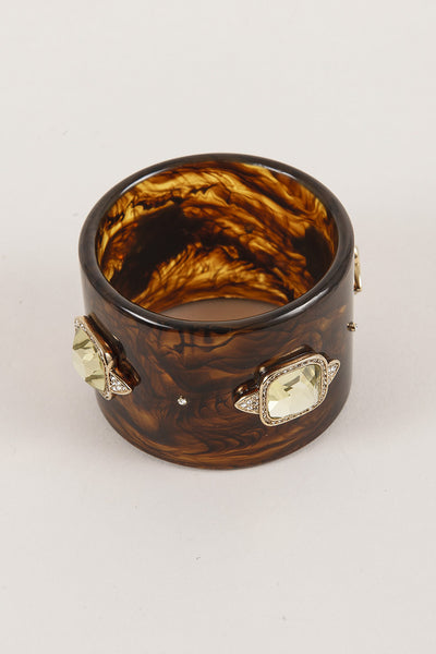 Tortoise Shell Cuff with Costume Jewels