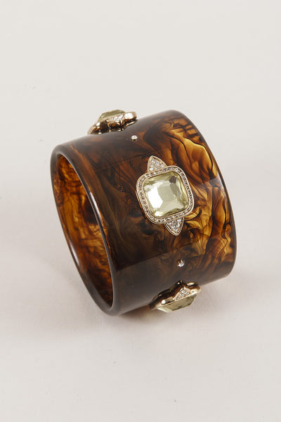 Tortoise Shell Cuff with Costume Jewels