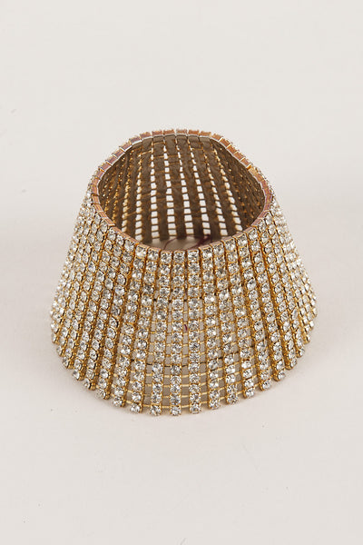 Gold Toned Rhinestone Cuff