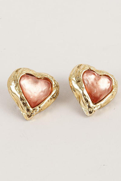 Pink and Gold Heart Shaped Earrings