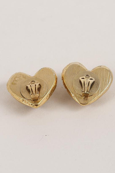 Rhinestone Embellished Heart Shaped Earrings