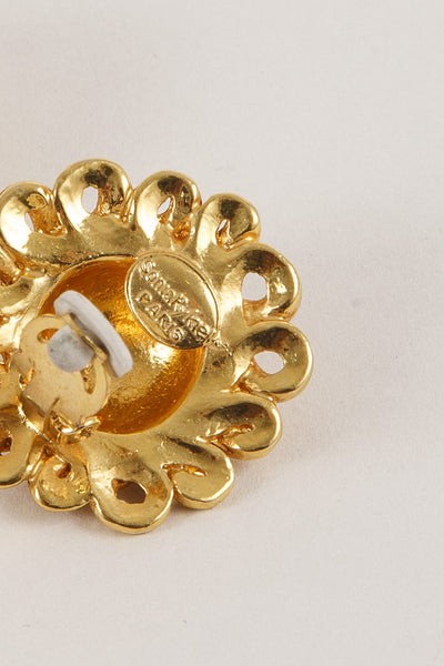 Floral Gold Tone Earrings