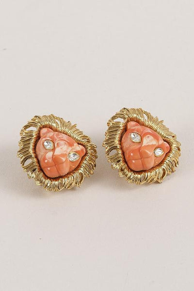 Coral Lion Earrings