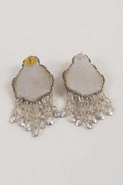 Rhinestone Earrings with Beaded Tassels