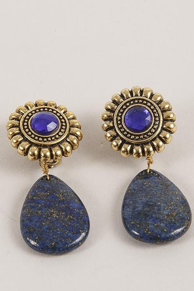 Blue Stone Drop Earrings