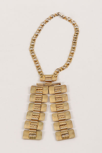 Rectangular Gold Toned Drop Necklace