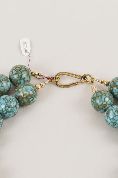 Double Strand Turquoise and Gold Toned Necklace