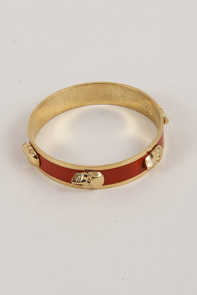 Red and Gold Toned Skull Bracelet