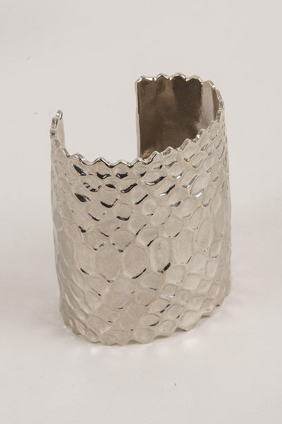 Textured Silver Toned Jagged Cuff