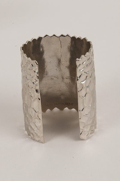 Textured Silver Toned Jagged Cuff