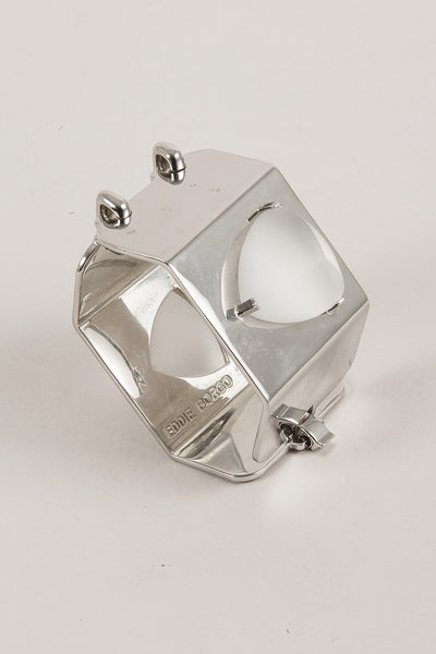 Silver and White Pyramid Cuff Bracelet