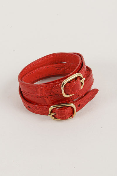 Red Leather Wrap Bracelet