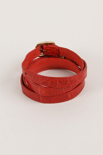 Red Leather Wrap Bracelet