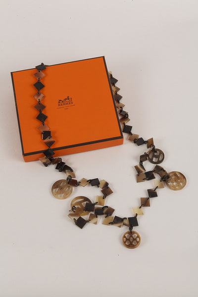 Brown and Tan Buffalo Horn Necklace