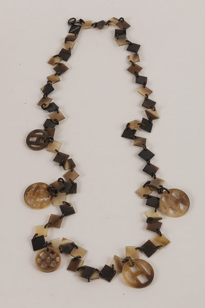 Brown and Tan Buffalo Horn Necklace